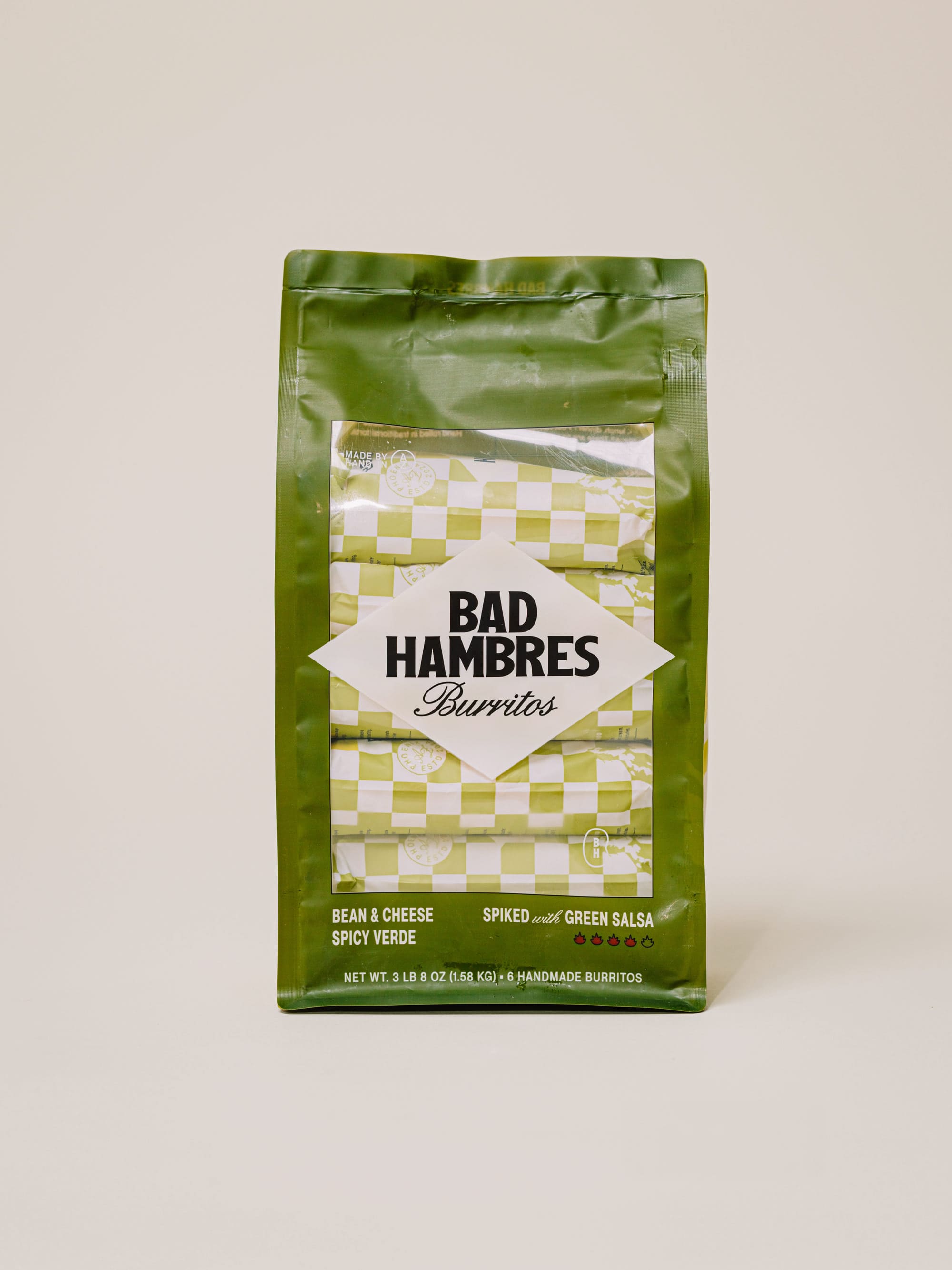 Product shot of a 6 pack Bad Hambres Spicy Verde packaging